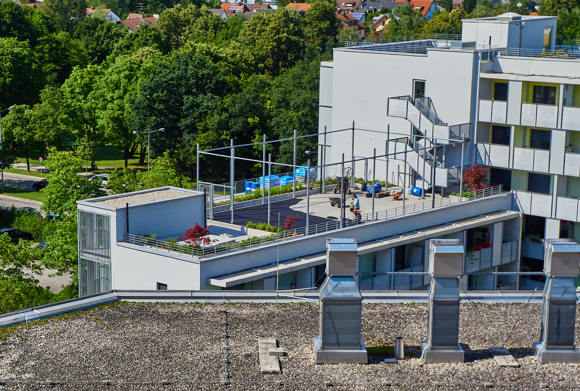 Stdentenwohnheim, Sportanlage, Dachbepflanzung, Marx-Zentrum, Peschelanger Stdentenwohnheim, Sportanlage, Dachbepflanzung, Marx-Zentrum, Peschelanger